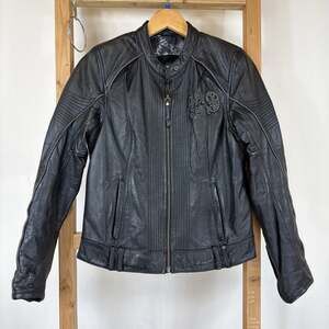 Harley Davidson Temptress Women's Black Leather Motorcycle Jacket Studded  XS